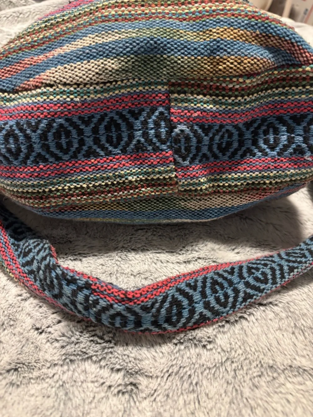 Handwoven Multicolor Striped Shoulder Bag - Boho Tote - Picture 9 of 10